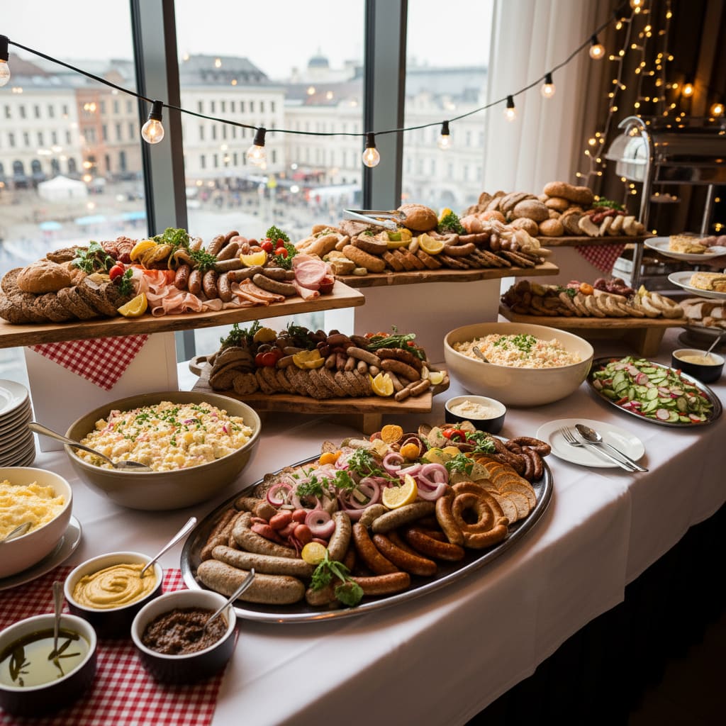 Austrian street-food catering buffet setup