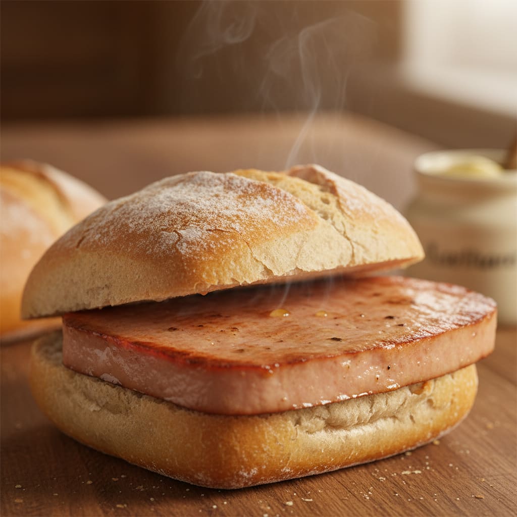 Leberkäse Semmel in a fresh roll